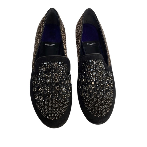 BALDAN woman’s black suede embellished flats, size 38 EU, Never worn - Picture 2 of 9